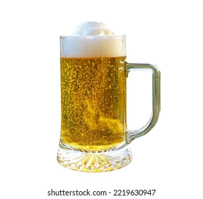 A Pint Of Chilled Draft Beer Isolated On White Background