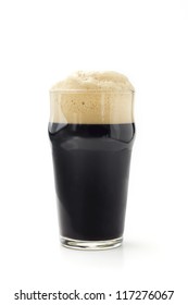 Pint Of Dark Beer Isolated On White Background