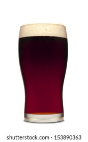 A Pint Of Dark Beer Isolated On White.