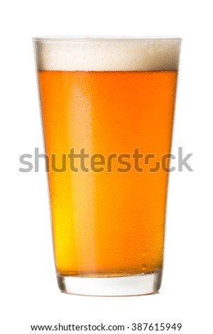 Pint glass of Pale Ale Beer isolated on White background