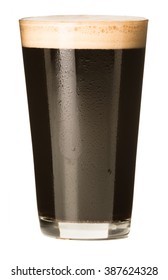 Pint Glass Of Stout Beer Isolated On A White Background