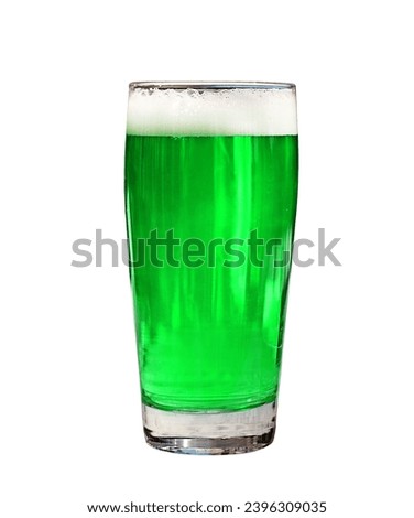 Pint of green beer for St. Patrick's Day isolated cutout on white background