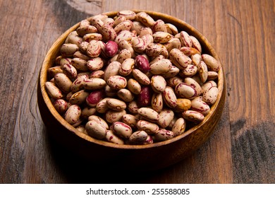 Pinto Beans On Wood Bowl