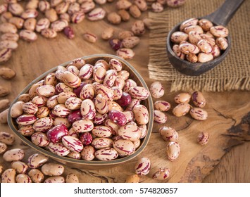 Pinto Beans On Wood Bowl