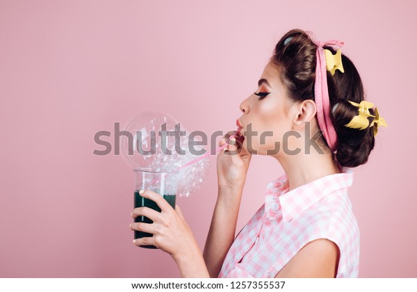 Pinup Girl Fashion Hair Pin Woman Stock Photo Edit Now 1257355537