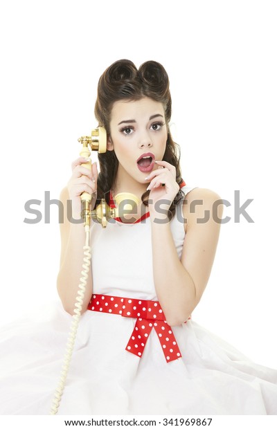Pinup Girl Her Hair Down Retro Stock Photo Edit Now 341969867