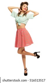 Pinup Portrait Of Young Woman Isolated