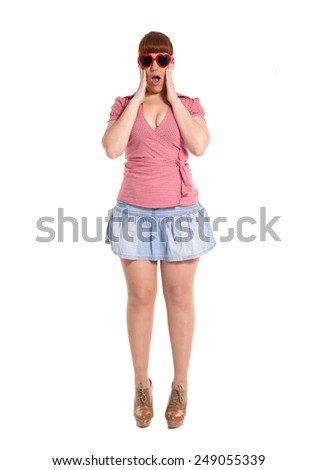 Pin-up woman doing surprise gesture 