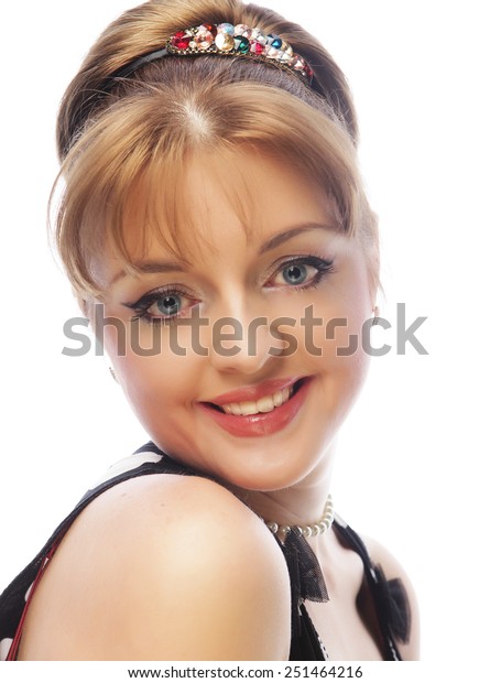 Pinup Woman Style Retro Haircut Studio Stock Photo Edit Now