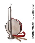 Pioneer Drum and bugle isolated on a white background 