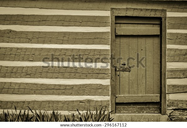 Pioneer Log Cabin Front Door Exterior Stock Photo Edit Now 296167112