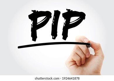 PIP Percentage In Point - A Unit Of Change In An Exchange Rate Of A Currency Pair, Acronym Text With Marker