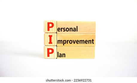 PIP, Personal improvement plan symbol. Words PIP, Personal improvement plan symbol on blocks on a beautiful white background. Business, PIP, Personal improvement plan symbol concept. Copy space.