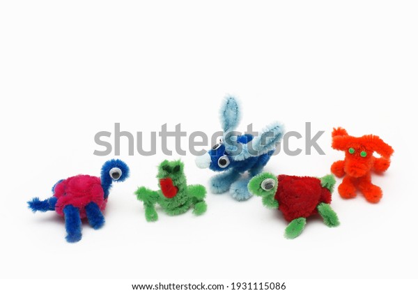 Pipe cleaner\
animal collection isolated on\
white