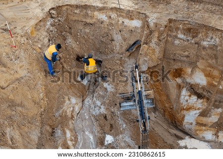 pipe damage due to excavation work on the construction site