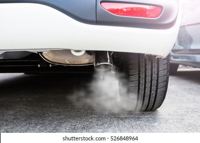 Pipe Exhaust Car Smoke Emission, Air Pollution Concep.