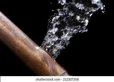 A pipe leaking due to freezing