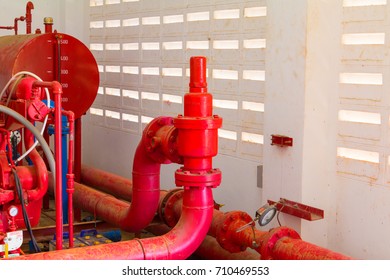 pipe system Old big plumbing  red which has dust dirty inside of building industrial - Shutterstock ID 710469553