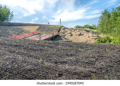 Pipeline Construction Site Rejuvenation Stage With Landscaping Cloth