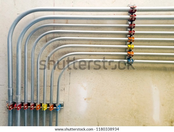 Pipeline Electrical Wire That Install Ceilingwhile Stock Photo