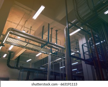 Pipeline In The Mechanical Room Of The Factory