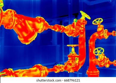 Pipeline Without Thermal Insulation. Thermographic Image