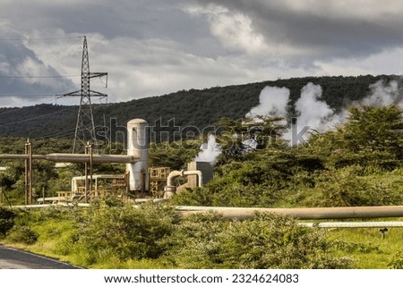 Pipelines of Olkaria Geothermal Power Station in the Hell's Gate National Park, Kenya