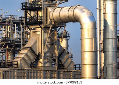 Pipelines Petrochemical Industrial Plant Towers View Stock Photo ...