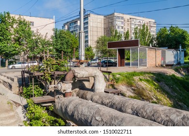 Pipelines At Vostok 5 Neighborhood In Bishkek, Capital Of Kyrgyzstan.