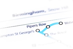 Pipers Row Station. Birmingham Metro Map.