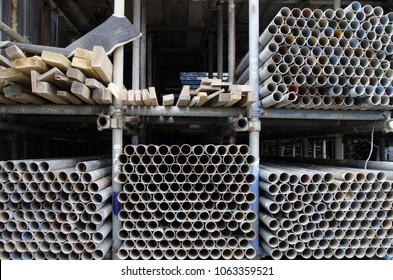 Pipes On Line In The Business District Of Tokyo, Japan. Population In Japan Is One Billion People.