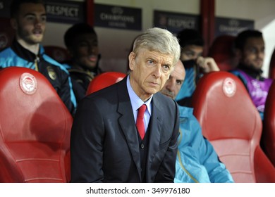 Piraeus, Greece Dec. 09, 2015. Arsenal Manager Arsene Wenger During The UEFA Champions League Match Between Olympiakos And Arsenal United Played At The Karaiskakis Stadium.