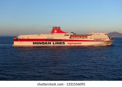 Alter Aufkleber Schiff Fähre Boot MINOAN LINES Italy Greece Turkey