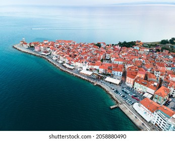 Piran Adriatic Sea Town At Istria Region In Slovenia Coast.