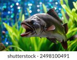 piranha fish swims in the water in an aquarium close up