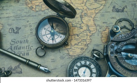 Pirate Compass On World Map - Shutterstock ID 1473316397