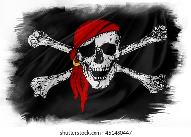 Pirate flag on plain background