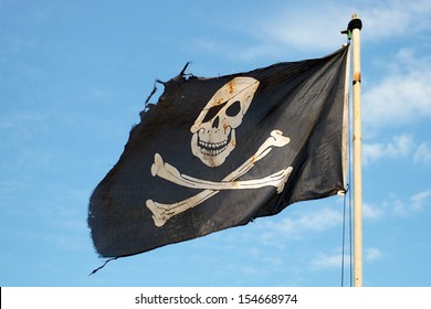 Pirate flag in the wind