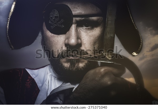 Pirate Hat Eye Patch Holding Sword Stock Photo 275371040 | Shutterstock