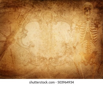 Pirate And Nautical Theme Grunge Background.