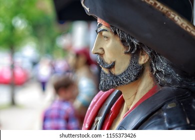 Pirate Statue In Profile. Blurred Background. Copy Space For Your Text