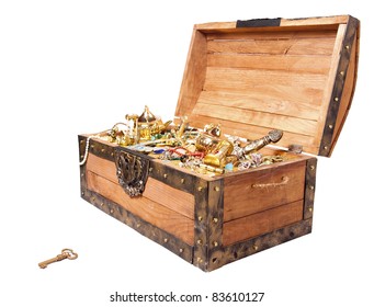 Pirate Treasure Chest Isolated On White