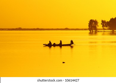 Pirogue on Niger river, Mali