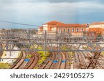 Pisa Centrale train station in Pisa view from the track side, Pisa, Italy