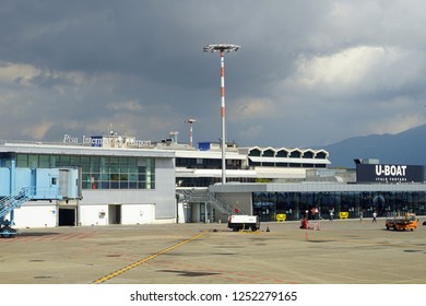 PISA, ITALY -1 OCT 2018- View Of The Galileo Galilei Pisa International Airport (PSA), The Main Airport In Tuscany, Italy.