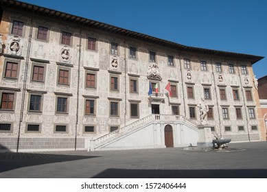 Pisa, Italy - August 3 2013 : Scuola Normale Superiore, The Pisa Normal High School University In The Piazza Dei Cavalieri / Palazzo Della Carovana