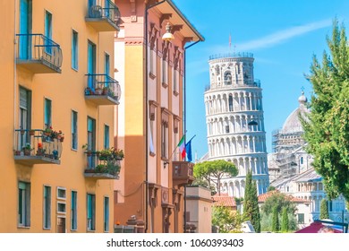 Pisa Street With Views Of The Leaning Tower Of Pisa