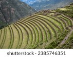 Pisac Inca terraces, are an impressive set of ancient agricultural terraces located near the town of Pisac in the Sacred Valley of the Incas in Peru.