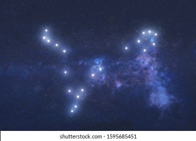Pisces Constellation stars in outer space. Zodiac Sign Pisces constellation stars. Elements of this image were furnished by NASA 