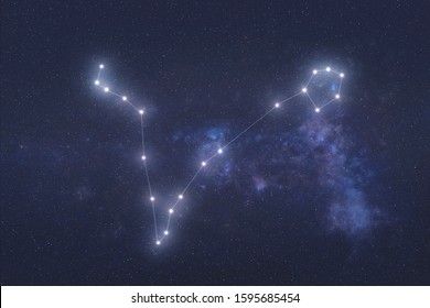 Pisces Constellation stars in outer space. Zodiac Sign Pisces constellation lines. Elements of this image were furnished by NASA 